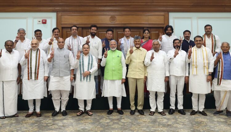 NDA leaders unanimously elect Narendra Modi as their leader in the proposal passed by the leaders of the NDA in Delhi.