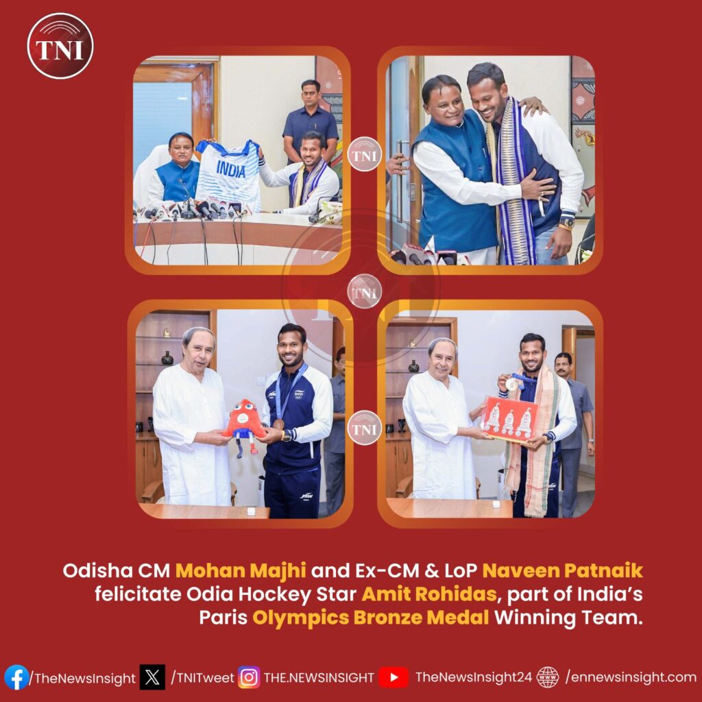 Odisha CM Mohan Majhi and Ex-CM Naveen Patnaik felicitate Odia Hockey Star Amit Rohidas