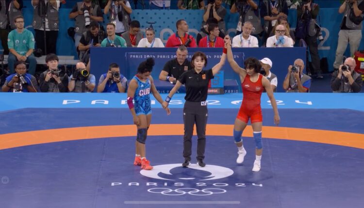 Wrestler Vinesh Phogat wins semifinal bout of Women's 50 Kg freestyle category 5-0 against Cuba's Yusneylys Guzmán to enter the finals,