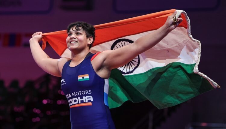 Indian woman wrestler Mansi Lather becomes U17 World Champion, beats Hanna Pirskaya by fall in Women's Freestyle 73kg category to clinch the GOLD at the U17 Wrestling World Championships.