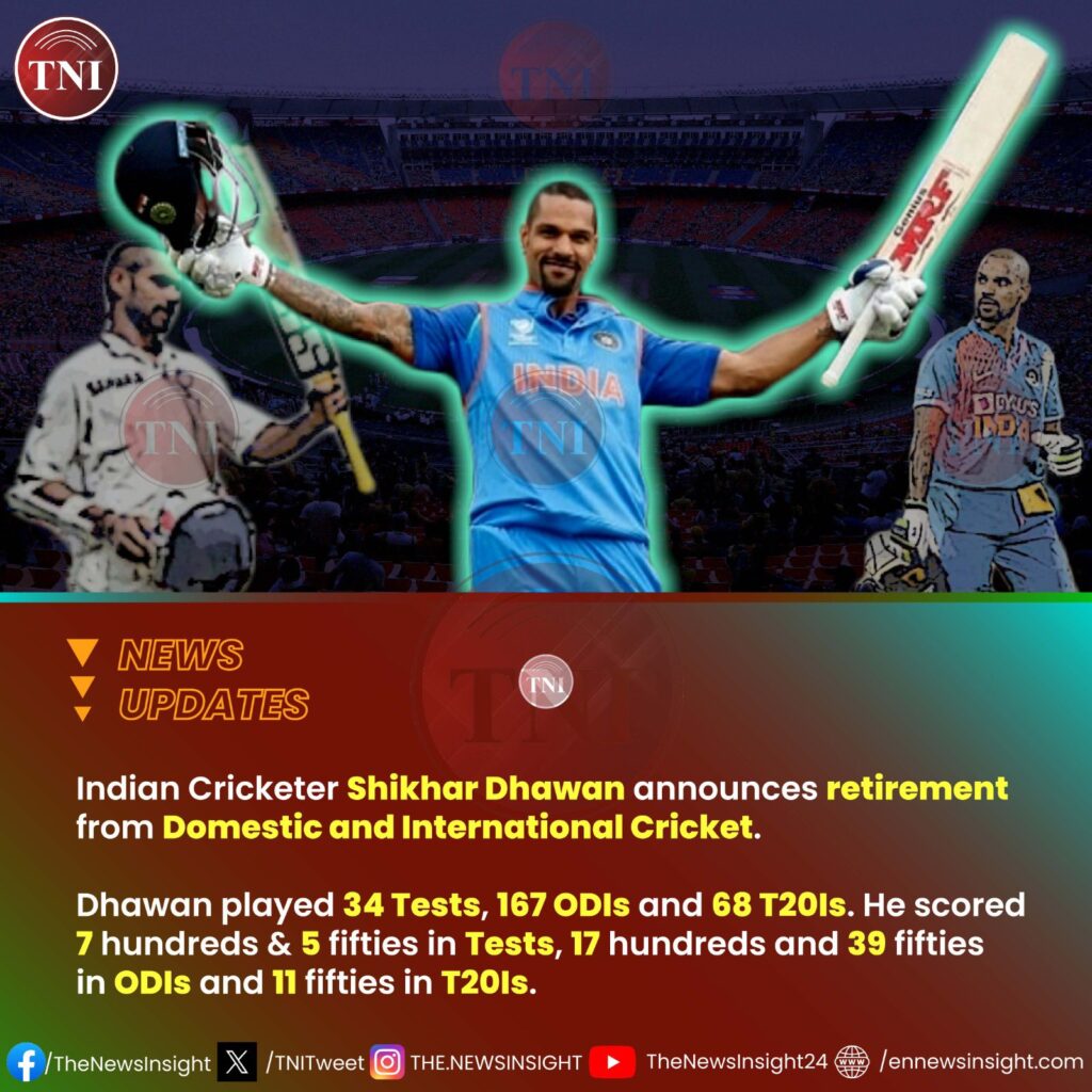 Shikhar Dhawan announces retirement from Domestic and International Cricket