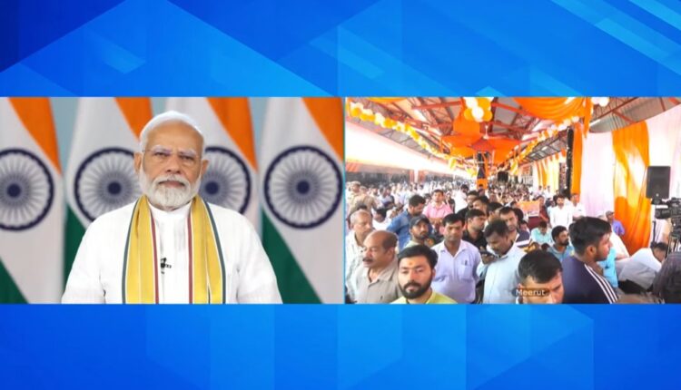 Prime Minister Narendra Modi flagged off three new Vande Bharat trains connecting Meerut with Lucknow, Madurai with Bengaluru and Chennai with Nagercoil.