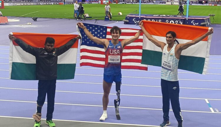 India's Sharad Kumar and Mariyappan Thangavelu win silver and bronze respectively in men's high jump T63 category at Paris Paralympics.