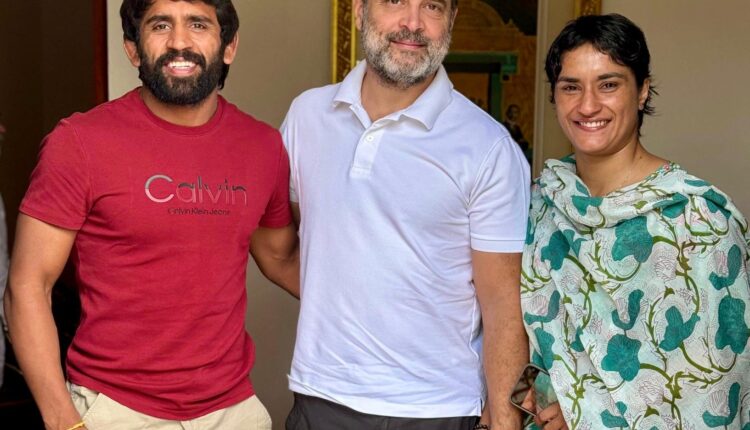 Wrestlers Vinesh Phogat & Bajrang Punia met Congress MP Rahul Gandhi, likely to contest Haryana Assembly elections.