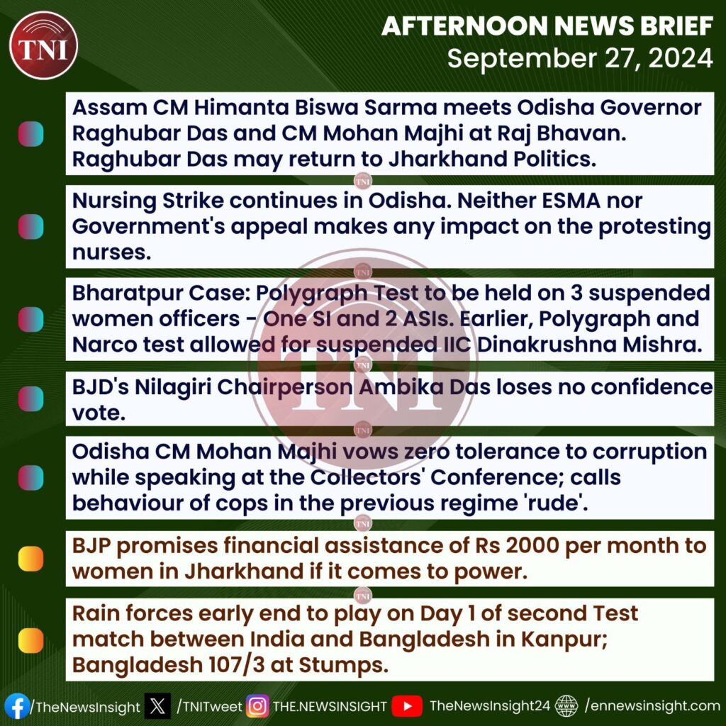 TNI Afternoon News Brief – September 27, 2024