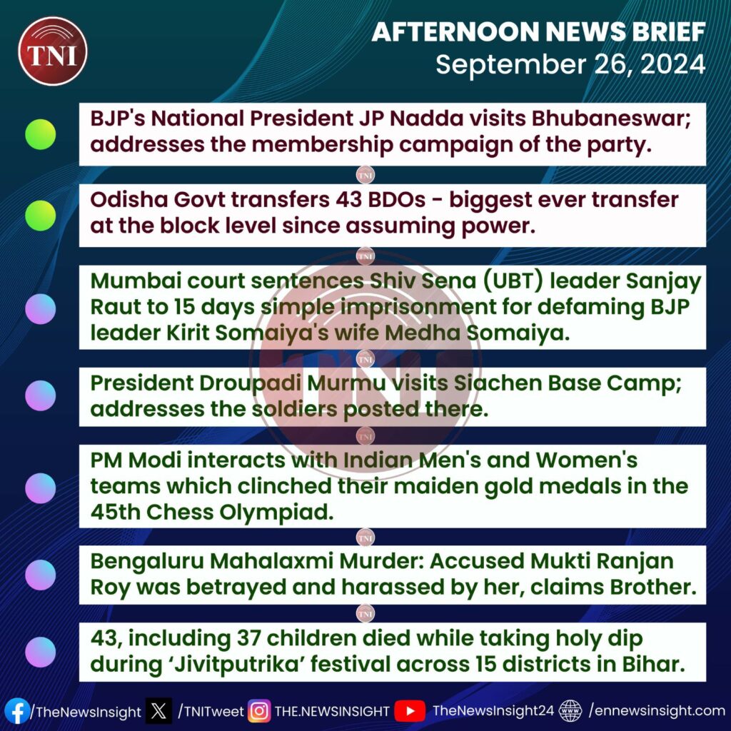 TNI Afternoon News Brief – September 26, 2024