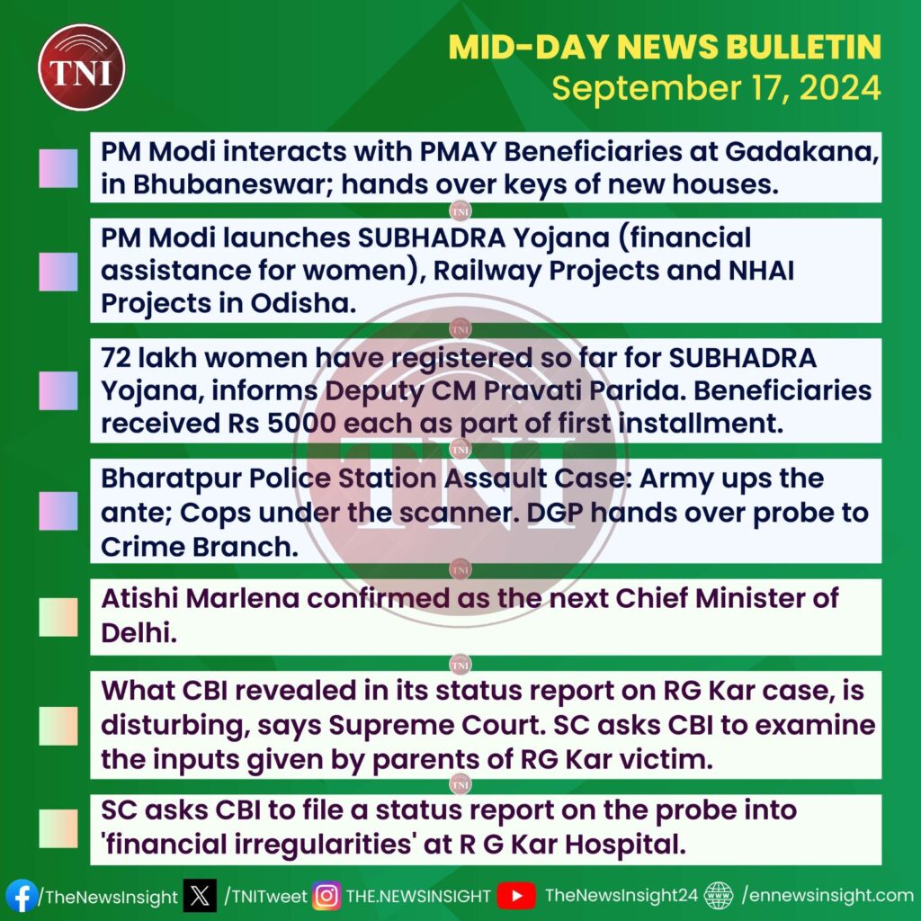 TNI Mid-Day News Bulletin – September 17, 2024 