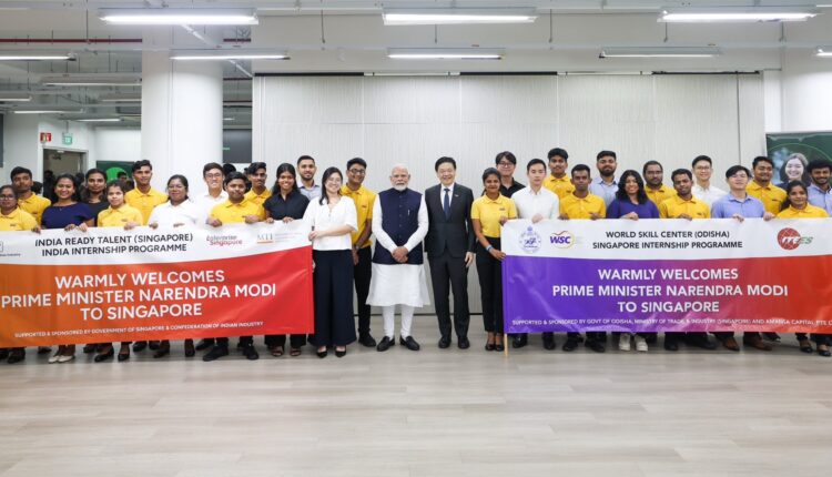 PM Modi interacts with Indian Interns from Odisha WSC in Singapore