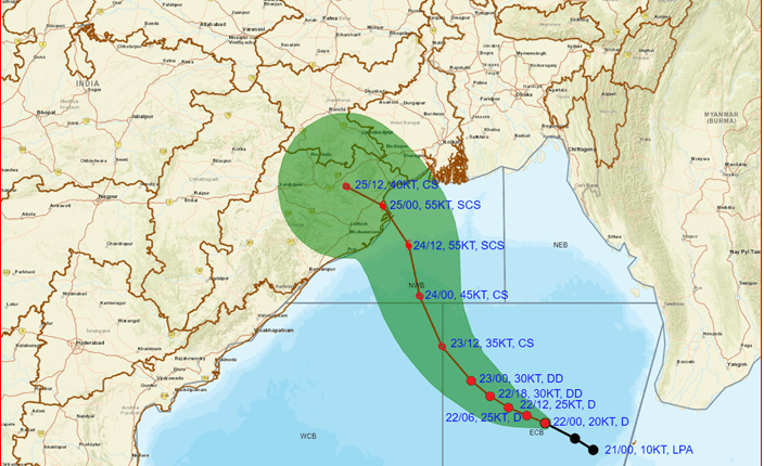 Well marked low pressure area intensifies into depression, lies 730 km southeast of Paradip. Tourists started to leave pilgrim town Puri.