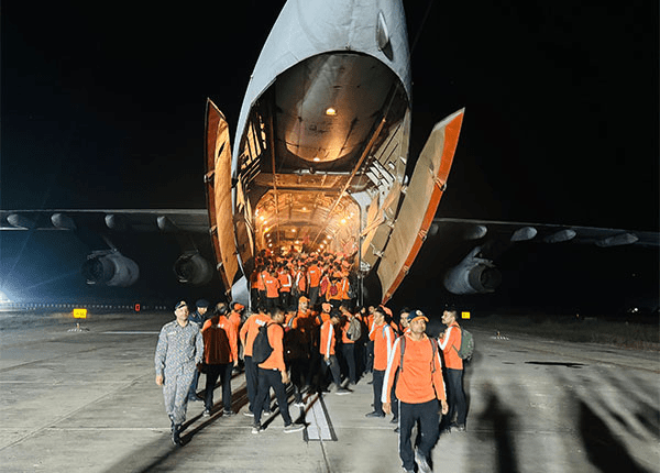 Indian Air Force lifted NDRF team, 150 personnel and relief material to Bhubaneswar ahead of Cyclone Dana landfall.