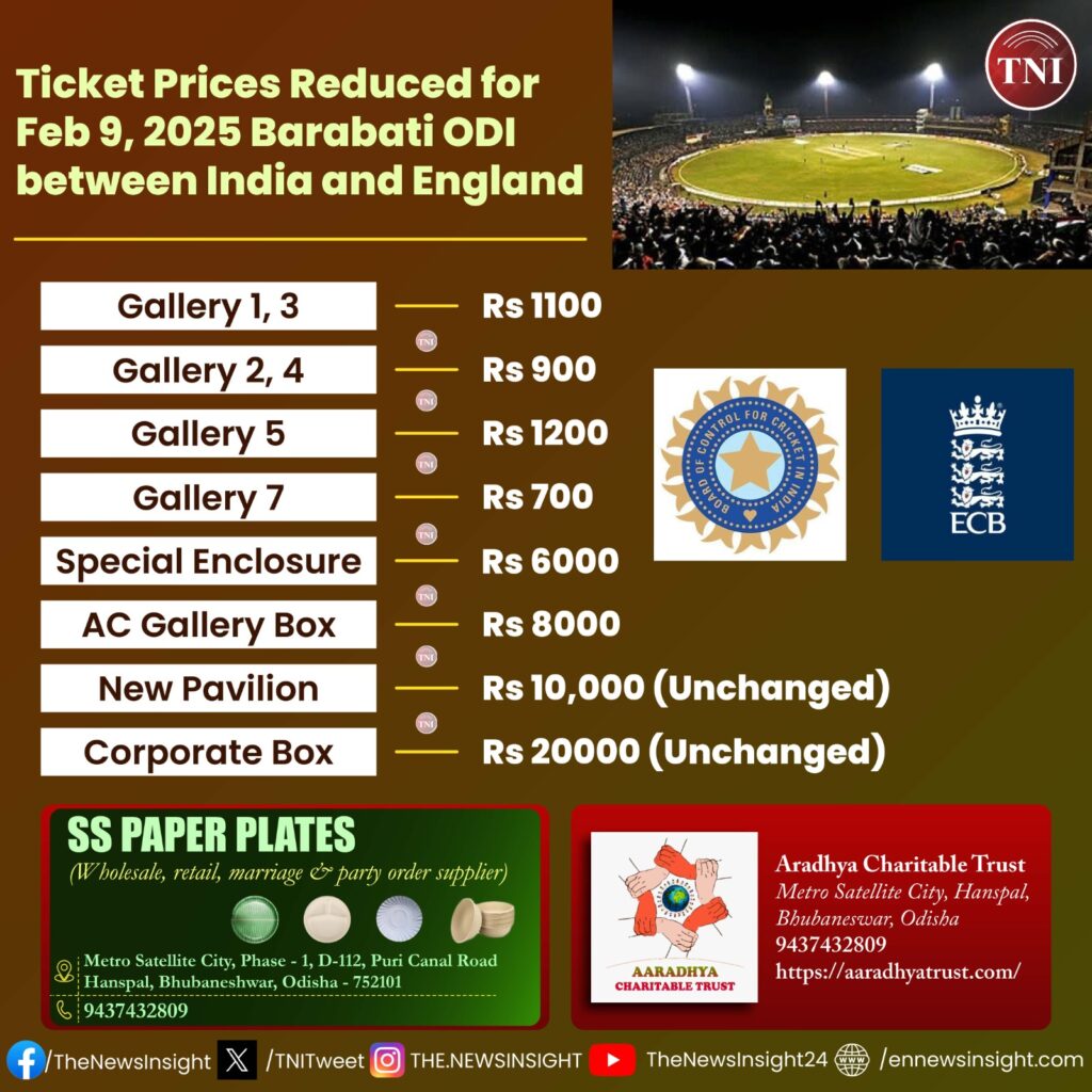 Ticket Prices reduced for India vs England Barabati ODI