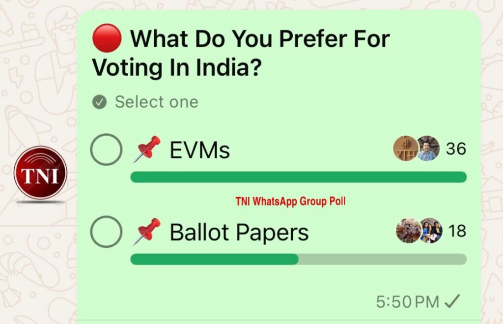 TNI WhatsApp Poll on EVM vs Ballot Papers 