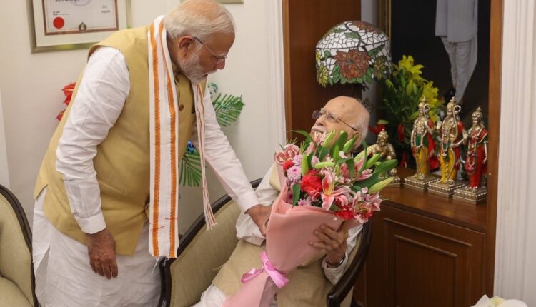 PM Modi met veteran BJP leader Lal Krishna Advani at his residence, extended birthday greetings to him, who turned 97 today.