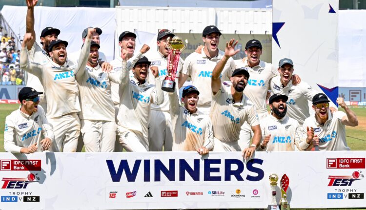 New Zealand bowled out India for 121 to claim a 25-run win, completing a historic 3-0 series whitewash of the hosts. It was India's first-ever series loss in such a manner on home soil.