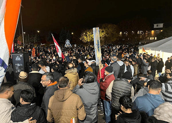 Thousands of Hindus, Sikhs, Jews, Christians and Iranians came out to show their support to Hindus after Khalistani attack hindu temple.