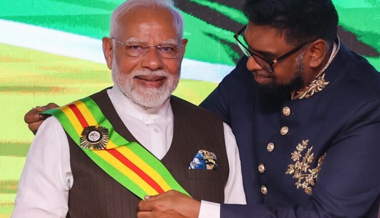 Dr. Mohamed Irfaan Ali, President of Guyana conferred Prime Minister Narendra Modi the highest national award of Guyana, "The Order of Excellence”​.