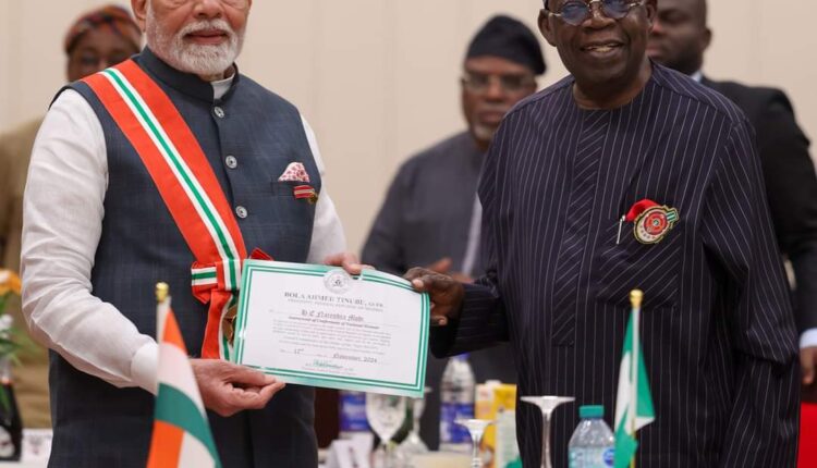 Nigeria honours PM Modi with Grand Commander of the Order of the Niger (GCON), during his first official visit to the country.