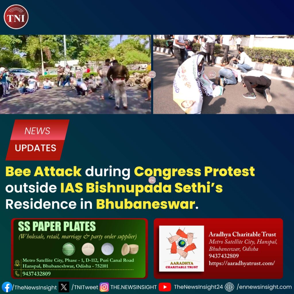 Bee attack during Congress protest at IAS Bishnupada Sethi’s Residence 