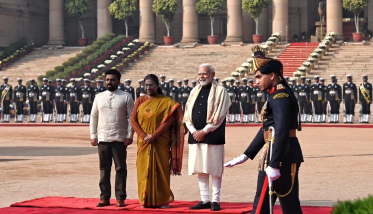 Sri Lankan President Anura Kumara Dissanayake receives ceremonial reception at the forecourt of Rashtrapati Bhavan. This is Sri Lankan President's first State visit to India.