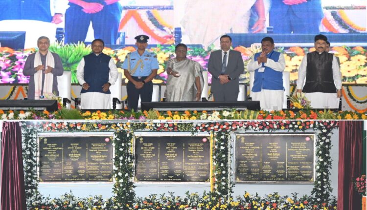 President of India Draupadi Murmu lays the foundation stones for 3 new Railway lines of South Eastern Railway at Bangriposi, Mayurbhanj.