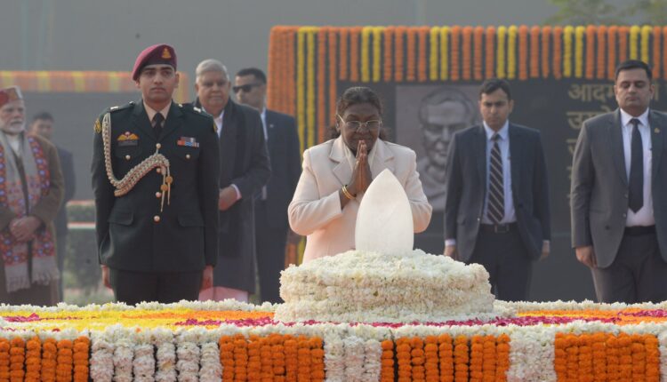 President Droupadi Murmu pays floral tribute to former PM Atal Bihari Vajpayee at the 'Sadaiv Atal' memorial on his 100th birth anniversary.