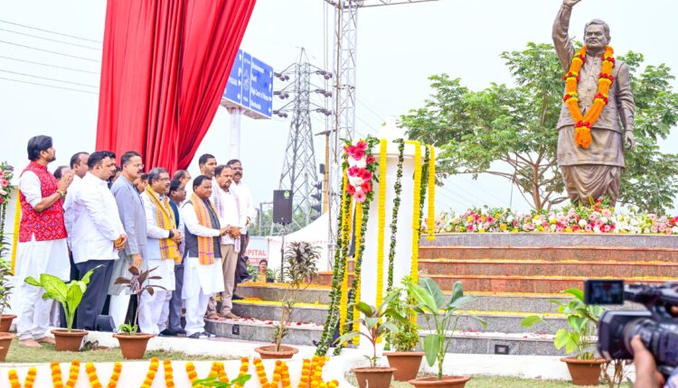 Odisha CM Mohan Majhi unveils a 10-foot statue of former PM Atal Bihari Vajpayee at Bellview Chhak, Cuttack.