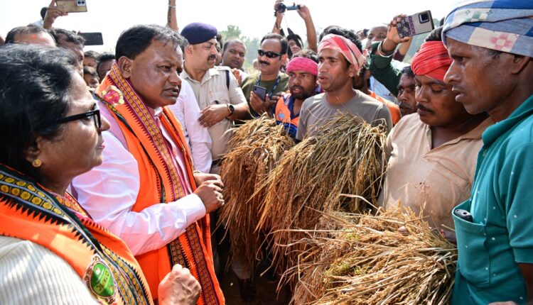 Odisha CM Mohan Majhi visits Crop Loss areas in Nayagarh, Gajapati, Ganjam Districts; meets the affected Farmers.