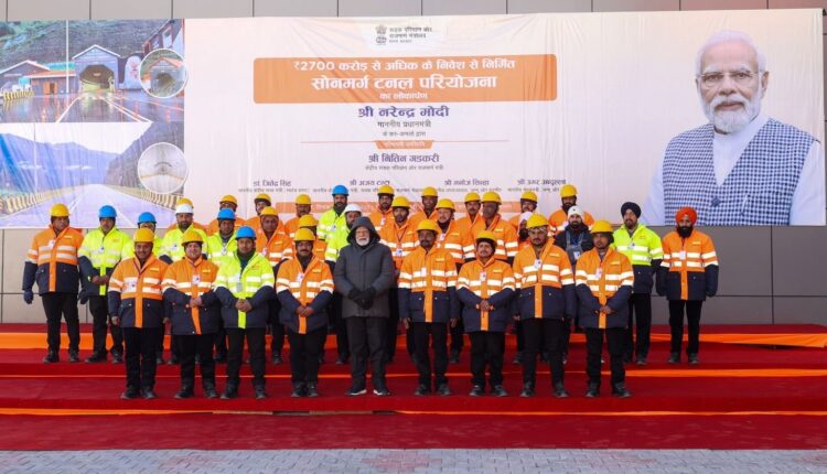 PM Modi inaugurates Z-Morh tunnel (Sonmarg Tunnel) in Jammu and Kashmir, interacted with those who worked towards building the Sonamarg Tunnel.