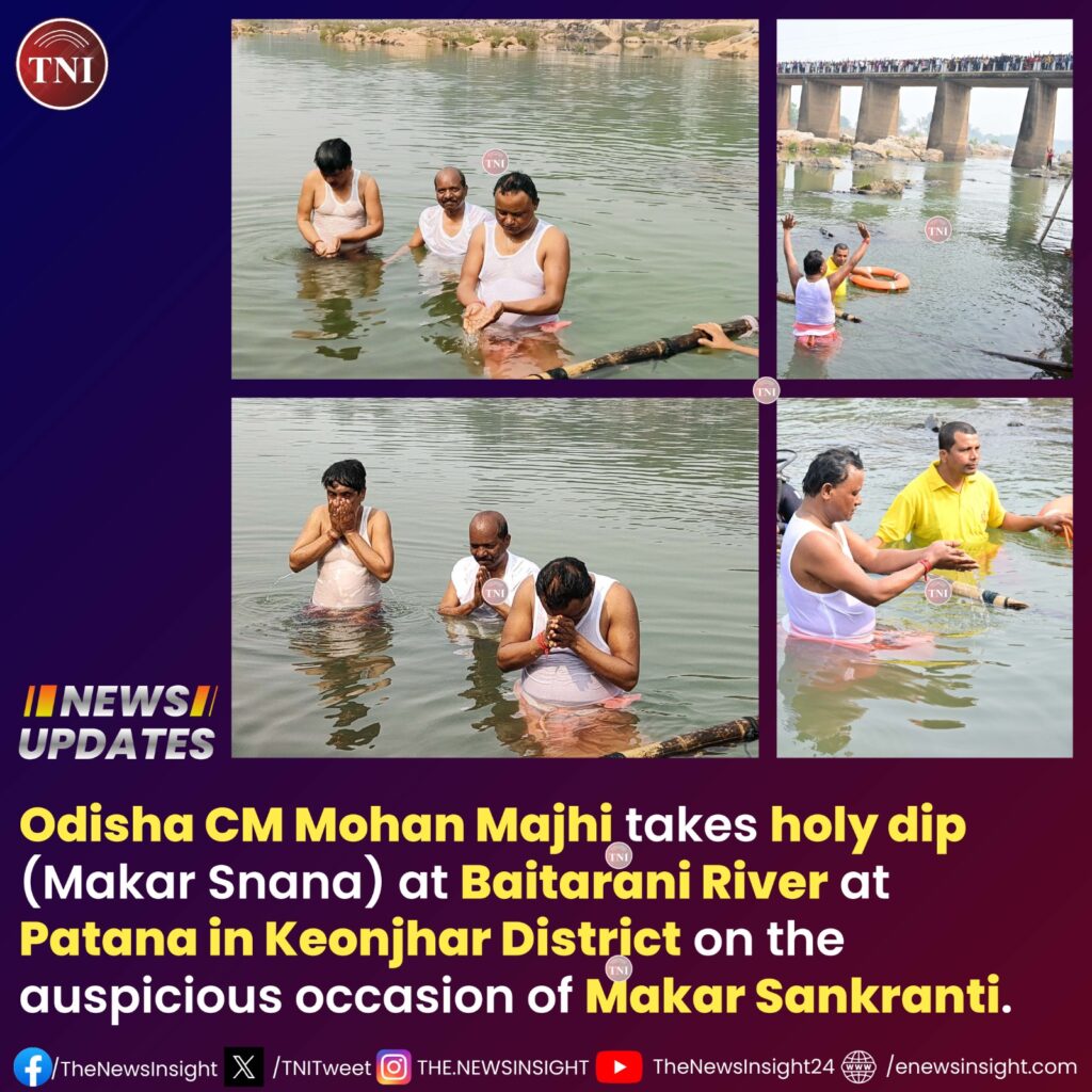 Odisha CM takes holy dip at Baitarani River on Makar Sankranti