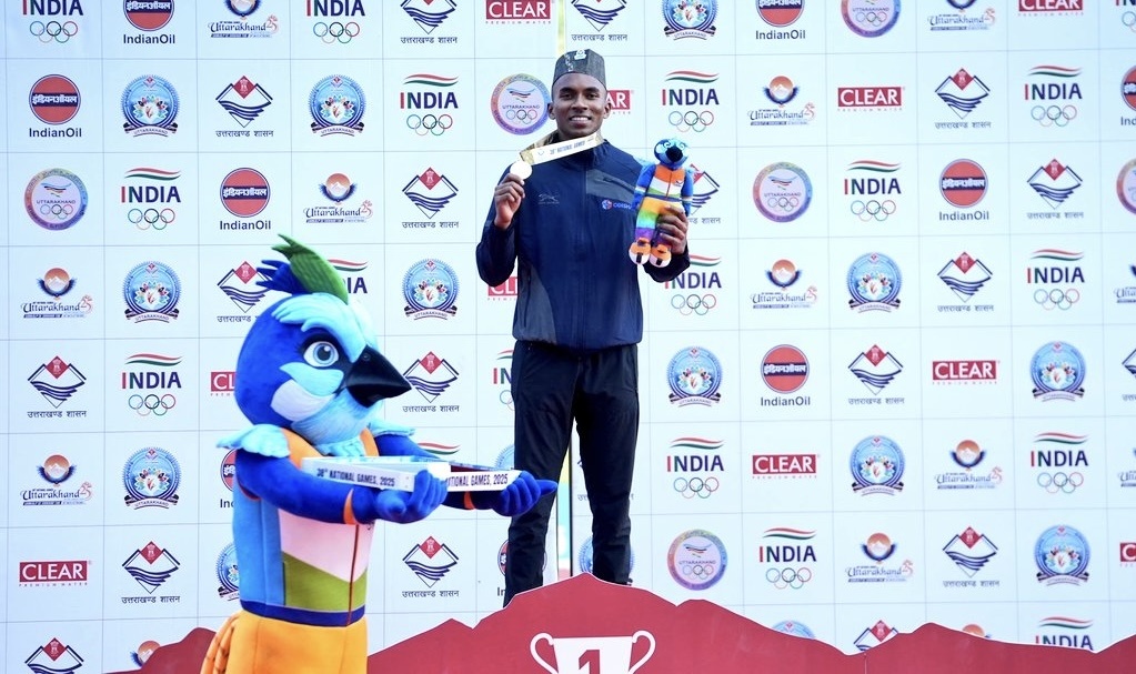 Animesh Kujur wins Gold in the 100m event at the ongoing National Games in Uttarakhand.