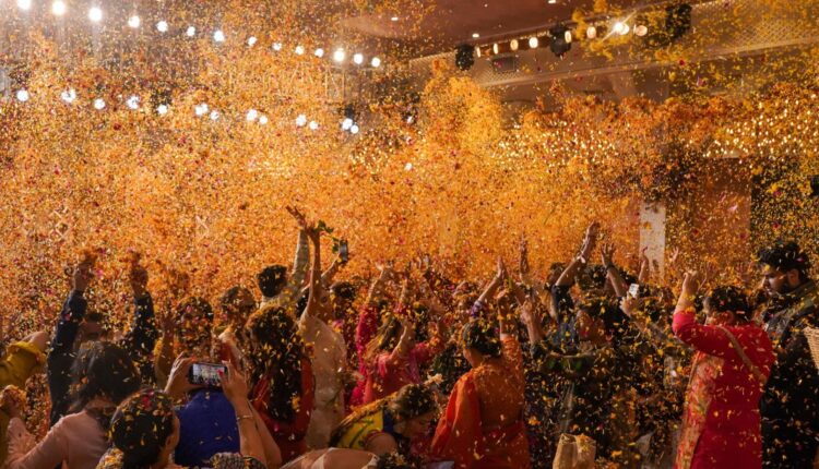 'Phoolon Ki Holi': Devotees celebrate Rangbhari Ekadashi with flowers at Krishna Janamboomi in Mathura.