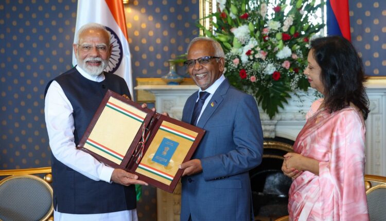 PM Modi has been conferred with Mauritius’ highest honor, the Grand Commander of the Order of the Star and Key of the Indian Ocean. Modi is the first Indian to receive the honour.