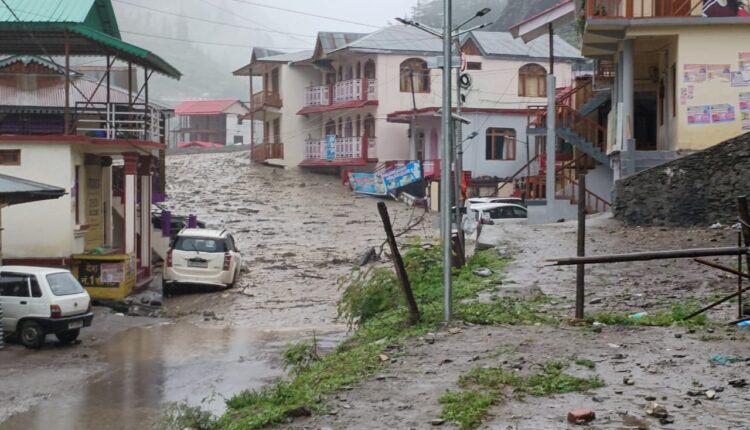Cloudburst triggers flash flood in Dharali area near Harsil in Uttarakhand's Uttarkashi. Four killed and dozens trapped under debris.