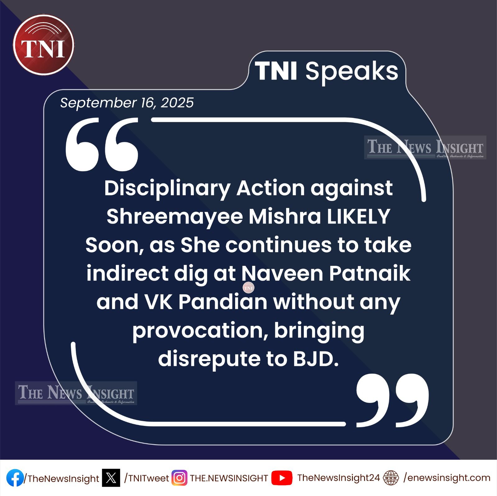 TNI Speaks - Can BJD ignore Shreemayee’s Rants for Long?