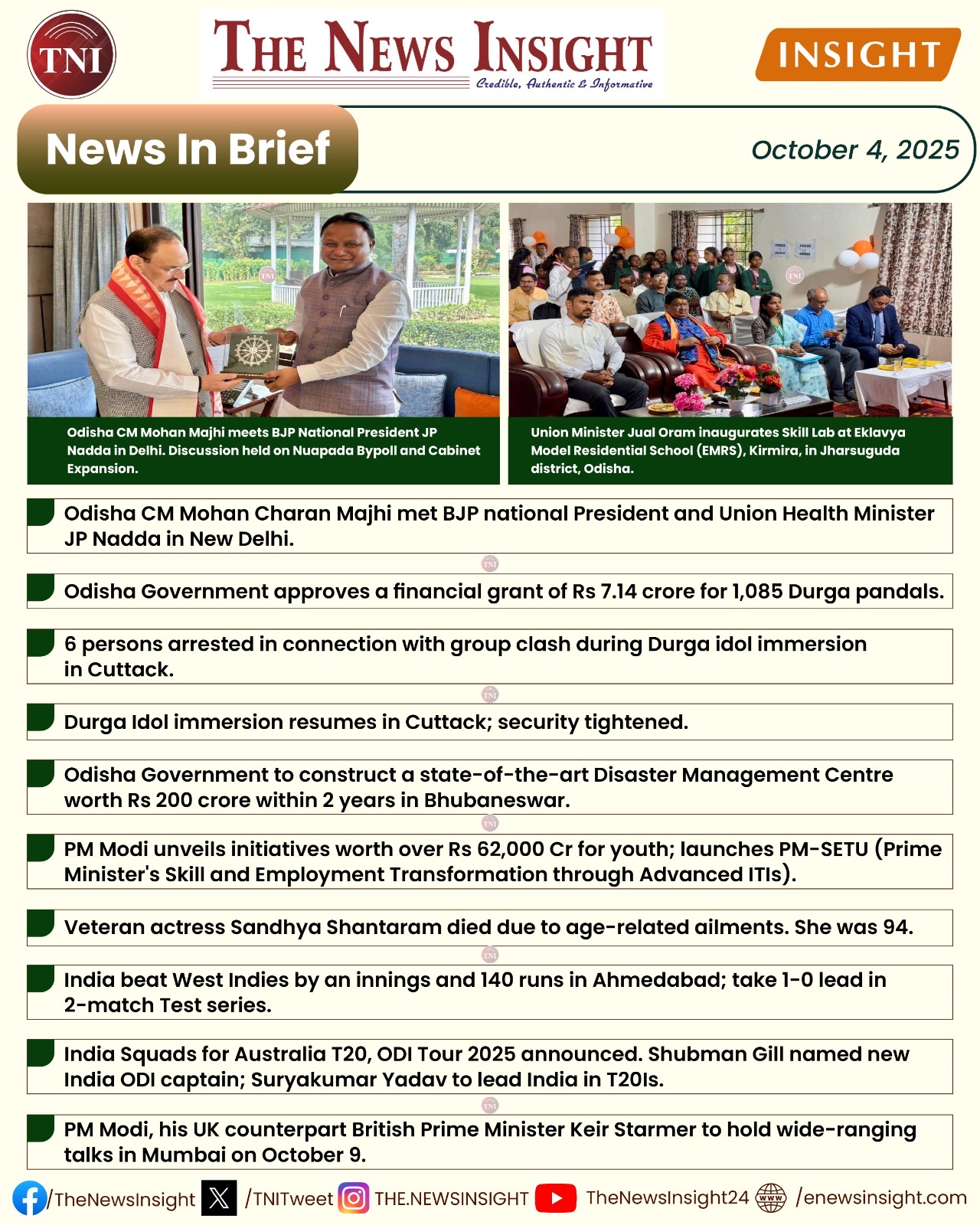 TNI News In Brief - October 4, 2025