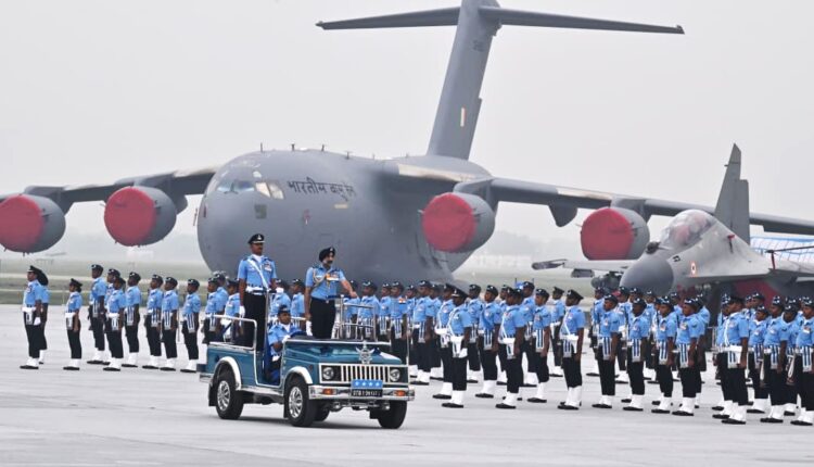Ghaziabad, UP: Indian Air Force Chief Air Chief Marshal AP Singh inspects the parade at Hindon Air Base on Air Force Day.