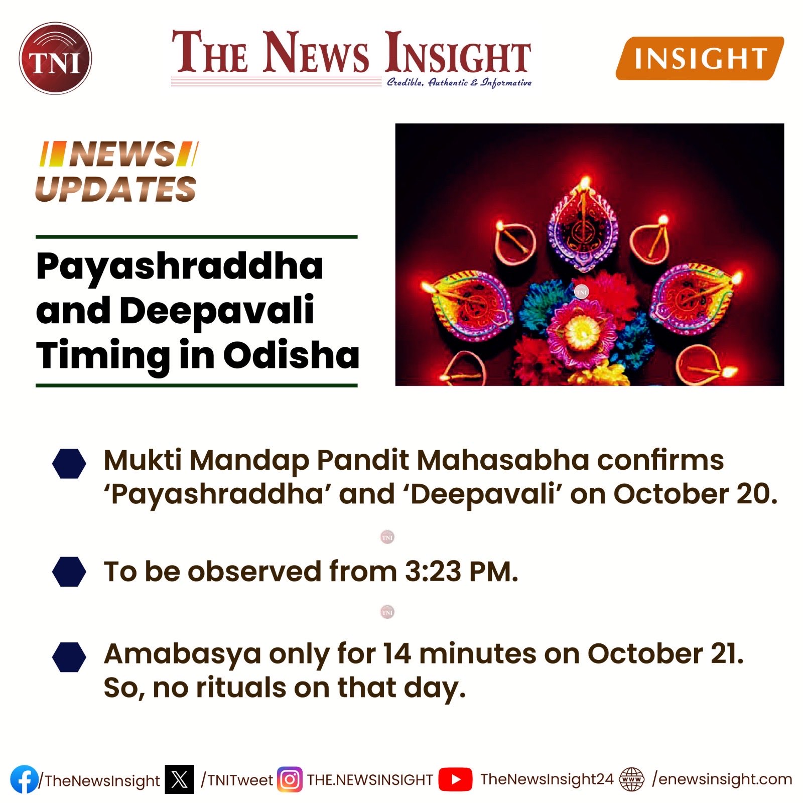 Know about the Payashraddha and Deepavali timing in Odisha
