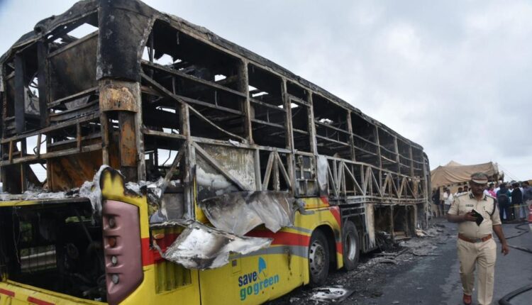 Andhra Pradesh: A bus travelling from Bengaluru to Hyderabad burst into flames near the Chinna Tekur village in Kurnool, claiming lives of 20 people.