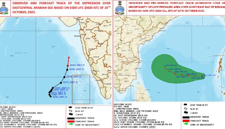 Cyclone Montha: Low pressure forms over Bay of Bengal; IMD warns low-pressure may become a cyclonic storm by October 27. Heavy rain to lash parts of Odisha and Andhra Pradesh from October 27 to 29.