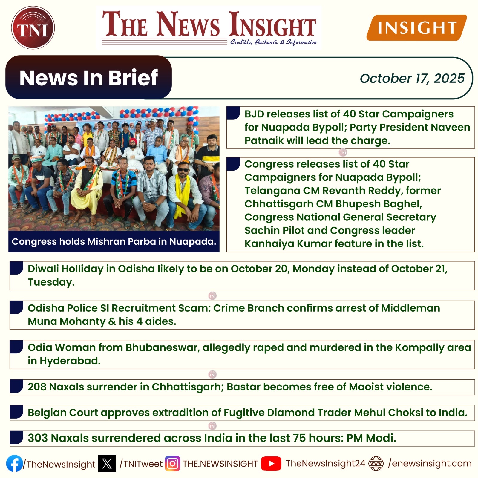 TNI News In Brief - October 17, 2025