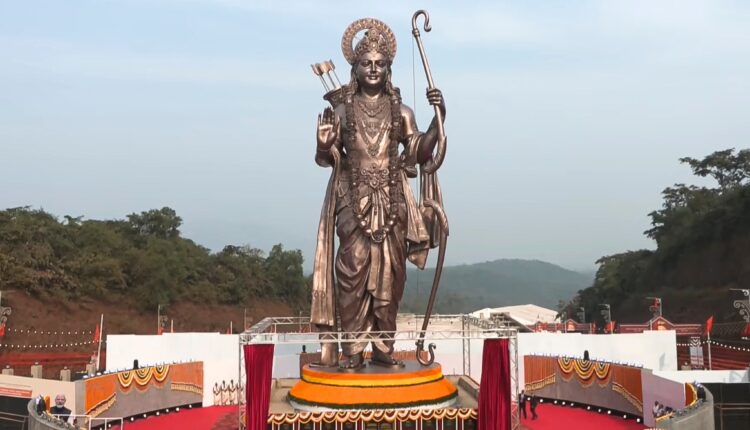 Prime Minister Narendra Modi unveils a 77-feet-tall Bronze statue of Lord Ram at Shree Samsthan Gokarn Jeevottam Mutt in South Goa district.