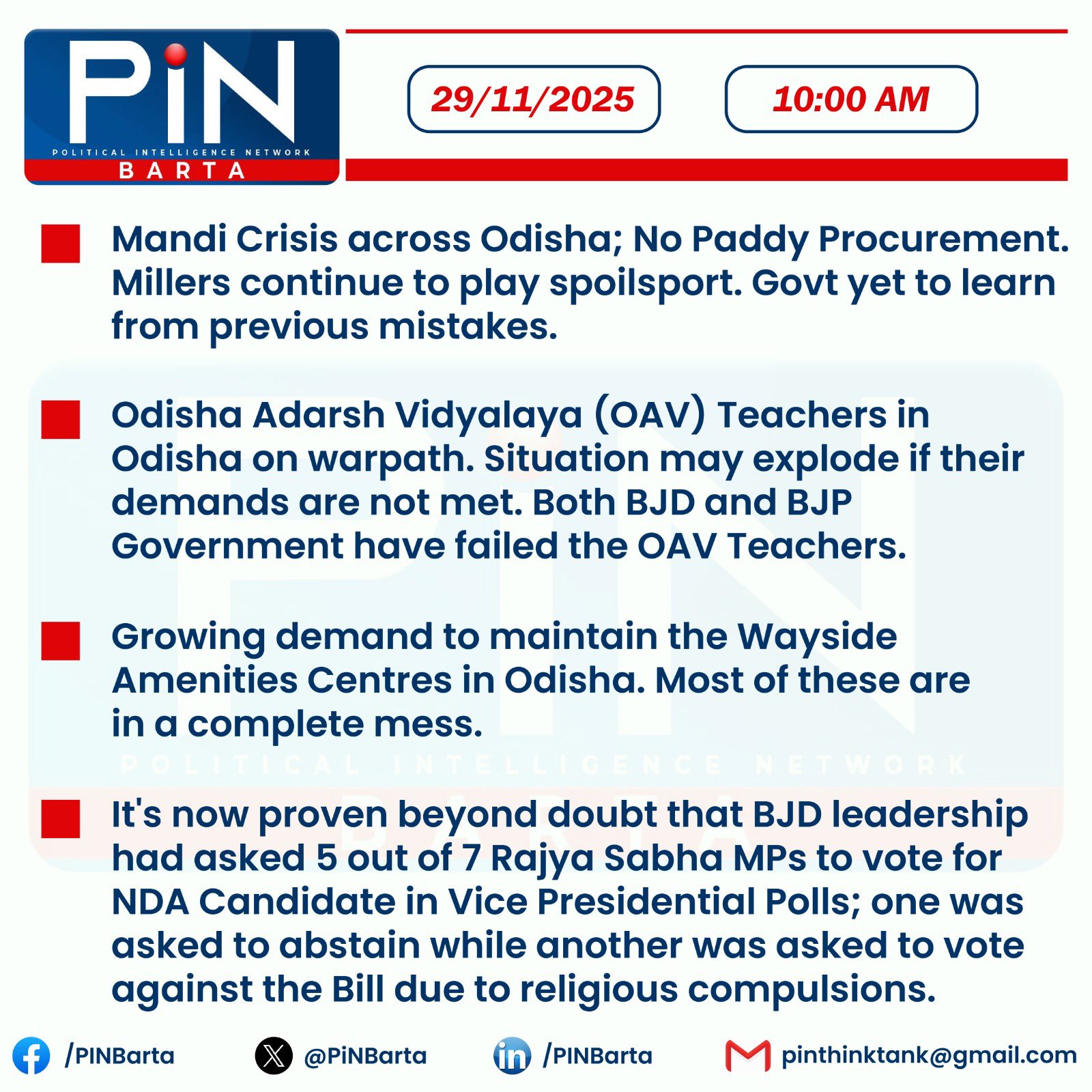 PiN Barta - Key Political & Governance News