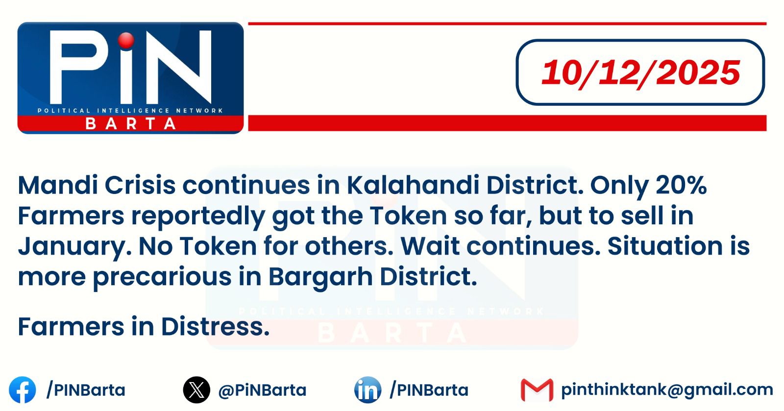 PiN Barta - Farmers in Distress in Kalahandi & Bargarh Districts