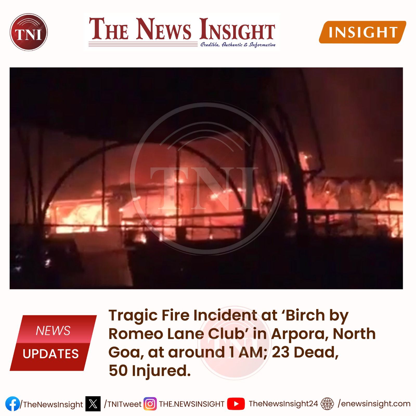 Major Fire at Goa Nightclub; 23 Dead, 50 Injured