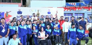 Odisha CM Mohan Majhi attends the closing ceremony of the 24th National Para Athletics Championship at Kalinga Stadium.