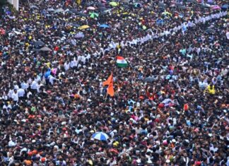 Despite heavy rain, a sea of devotees gathered in remarkable numbers to witness Ratha Jatra, demonstrating unwavering faith and devotion.