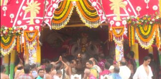 Ratha Jatra 2026: Divine Mangala Alati of Lord Jagannath held atop the Nandighosha Ratha. Pulling of Chariots underway in Puri.